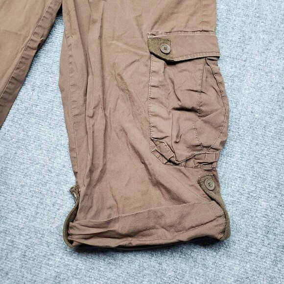 Plugg Jeans Capri Pants Womens 7 Dark Brown Cargo Pockets Button Zip Low Rise - Picture 8 of 10
